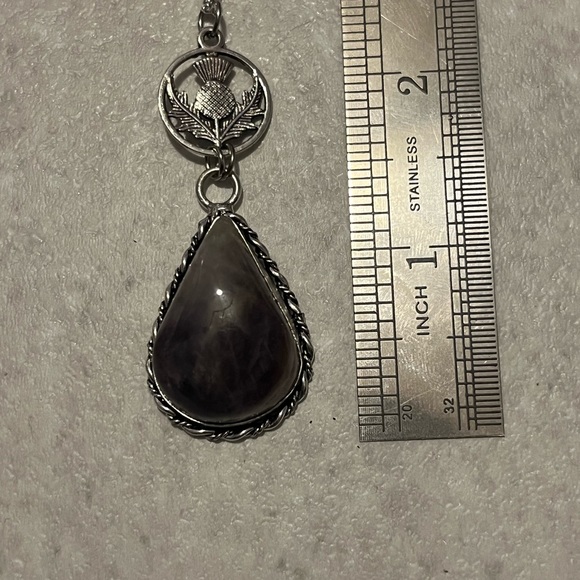 Scottish Thistle amethyst pendant, Green Witch necklace, Celtic thistle - Picture 6 of 13